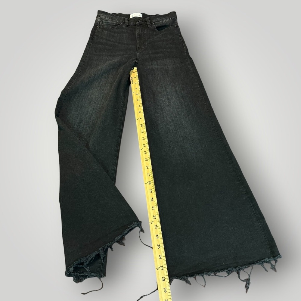 FRAME Le Palazzo Crop High Rise Wide Leg Jeans Tilt Raw After Black Size 26 - Picture 11 of 15